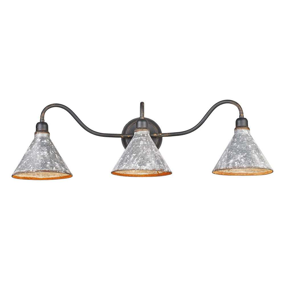 Wry Lighting Jasper 3-light Vanity in Antique Black Iron
